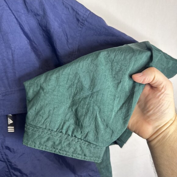 Adidas 90s Crinkle Nylon Colorblock Windbreaker Jacket Blue Big Logo Men L - Picture 4 of 8